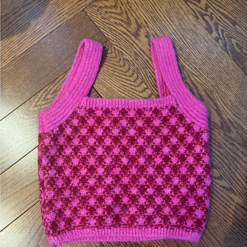 Pink and Red Checkered Women's Top